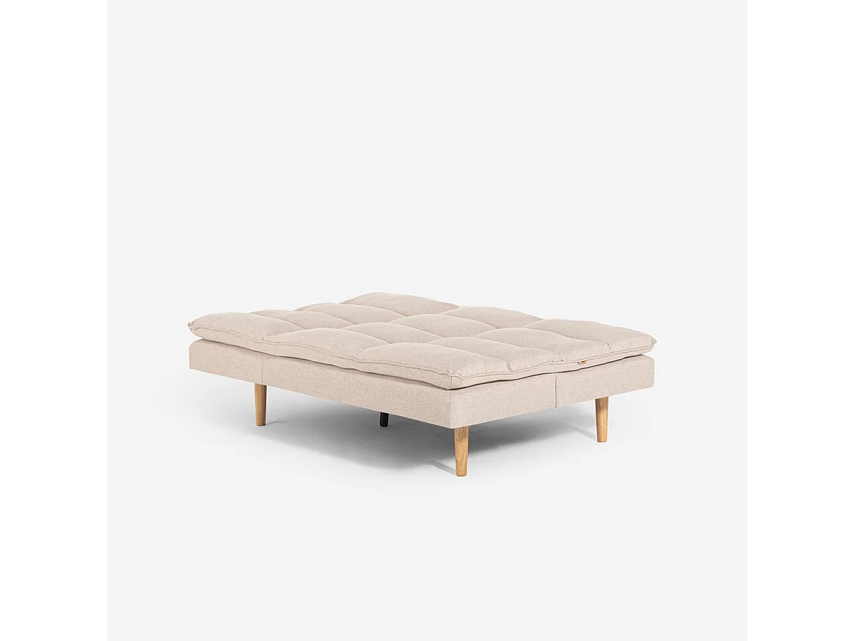 Divano letto clic clac 2 posti in tessuto con schienale reclinabile Livra - Beige