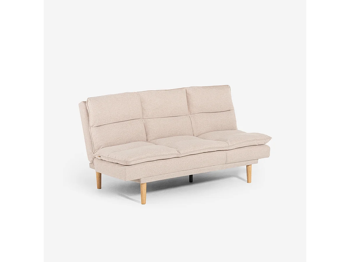 Canapé clic clac 2 places en tissu avec dossier inclinable Livra - Beige