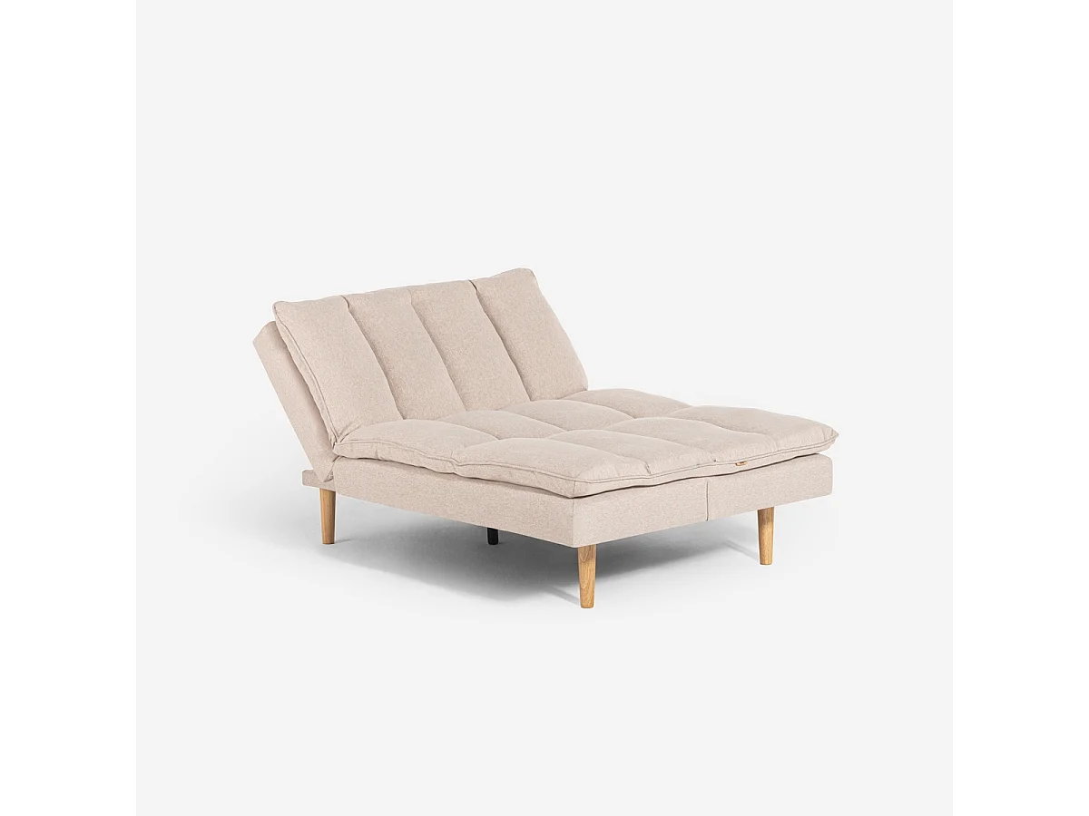 Canapé clic clac 2 places en tissu avec dossier inclinable Livra - Beige