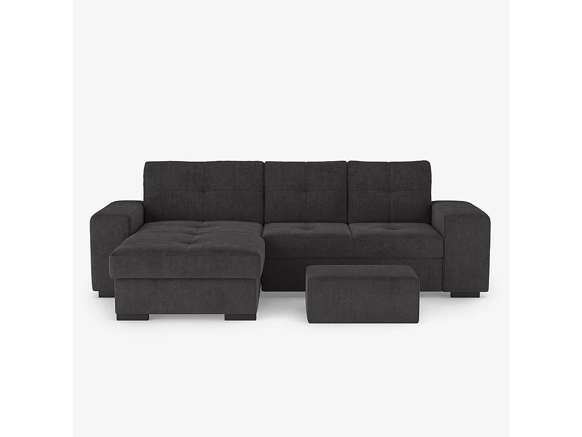 3-Sitzer Schlafsofa mit linker Eckbox und Hocker Saro - Schwarz