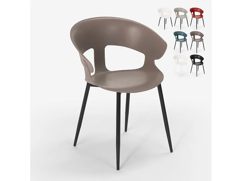 Silla de comedor de diseño moderno para bar y restaurante Evelyn - Gris Oscuro