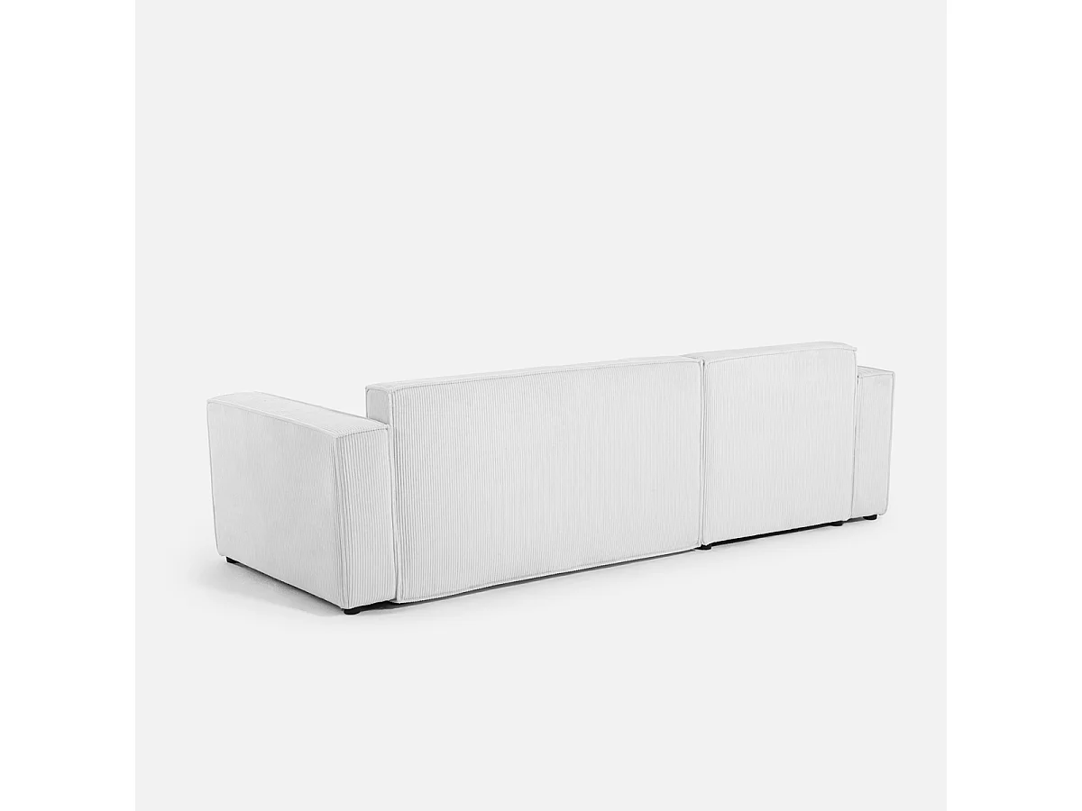 Divano angolare con penisola e letto estraibile in tessuto a coste Leka - Grigio