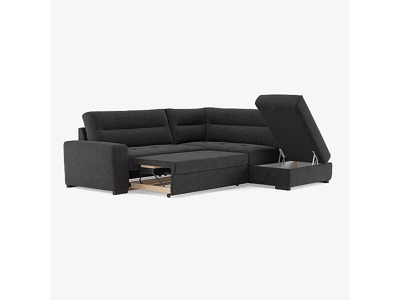 3-Sitzer Schlafsofa mit rechter Récamiere, Stoffbezug, Stauraum Kosta - Dunkel Grau