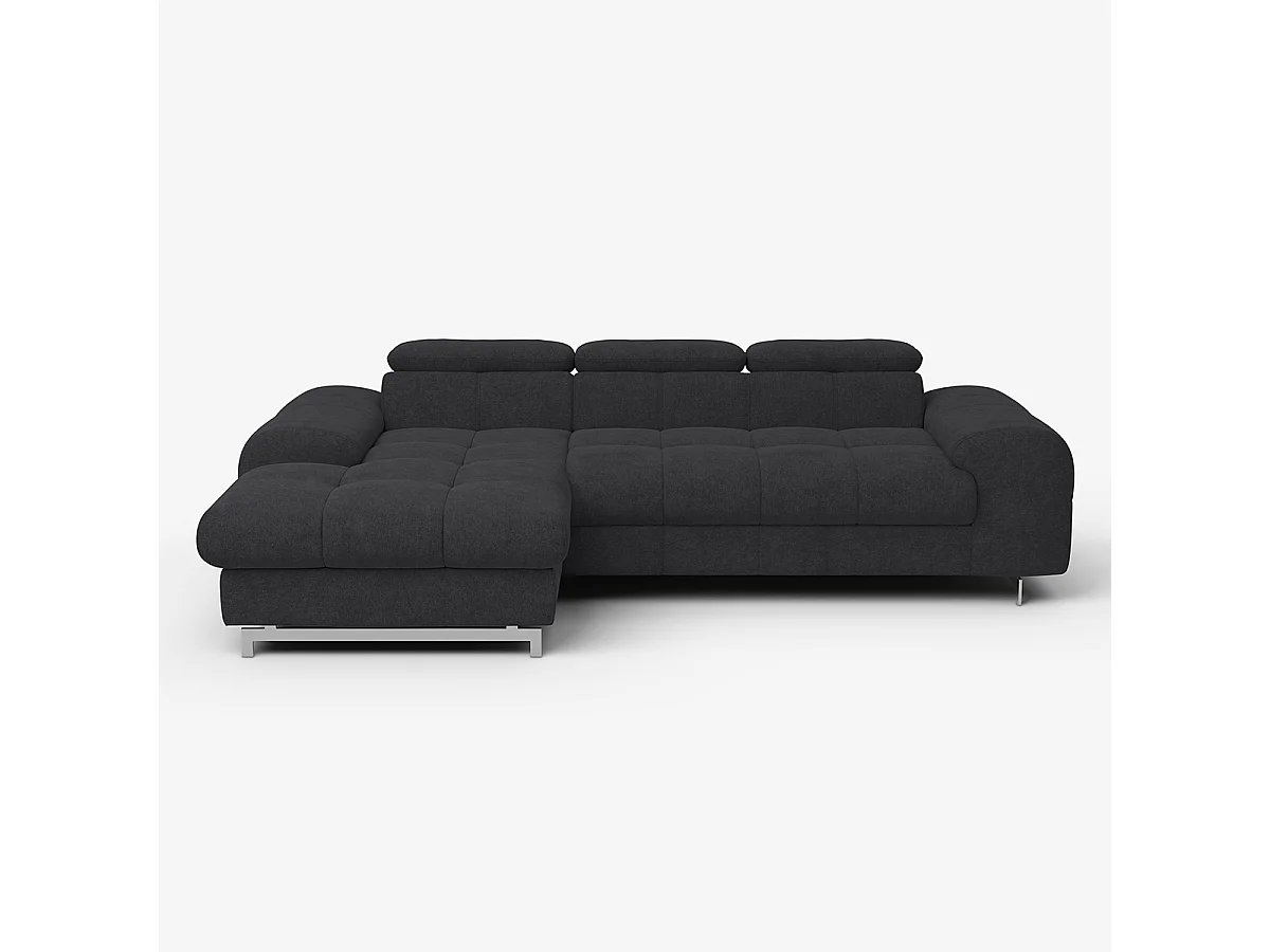 3-Sitzer Schlafsofa mit linker Ottomane, verstellbarem Kopfteil und Stauraum Nura - Schwarz
