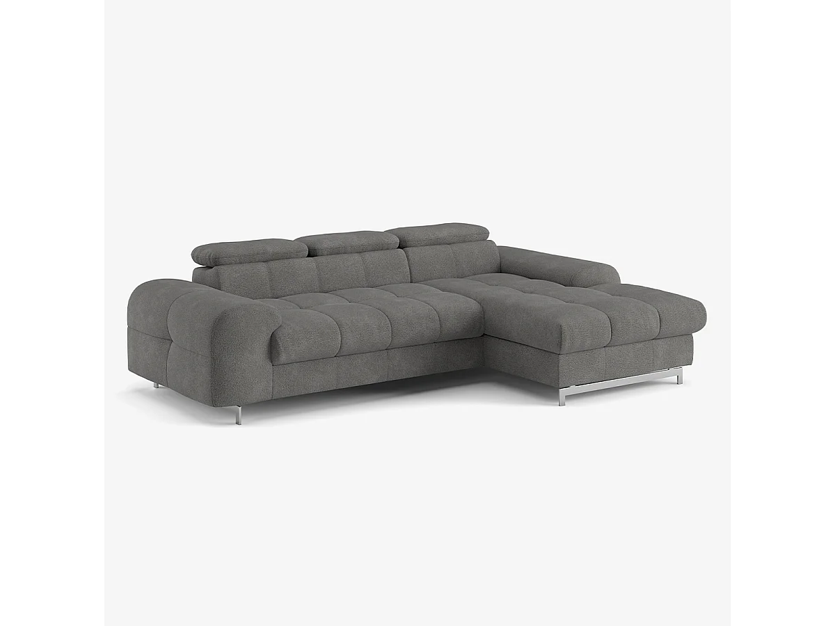 Schlafsofa mit rechter Ottomane, Stauraum und verstellbarer Kopfstütze Eluna - Anthrazit
