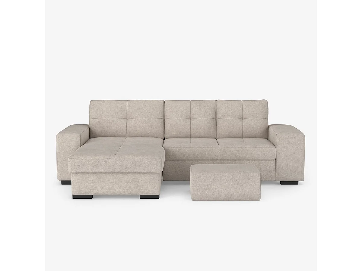 3-Sitzer Schlafsofa mit linker Eckbox und Hocker Saro - Grau