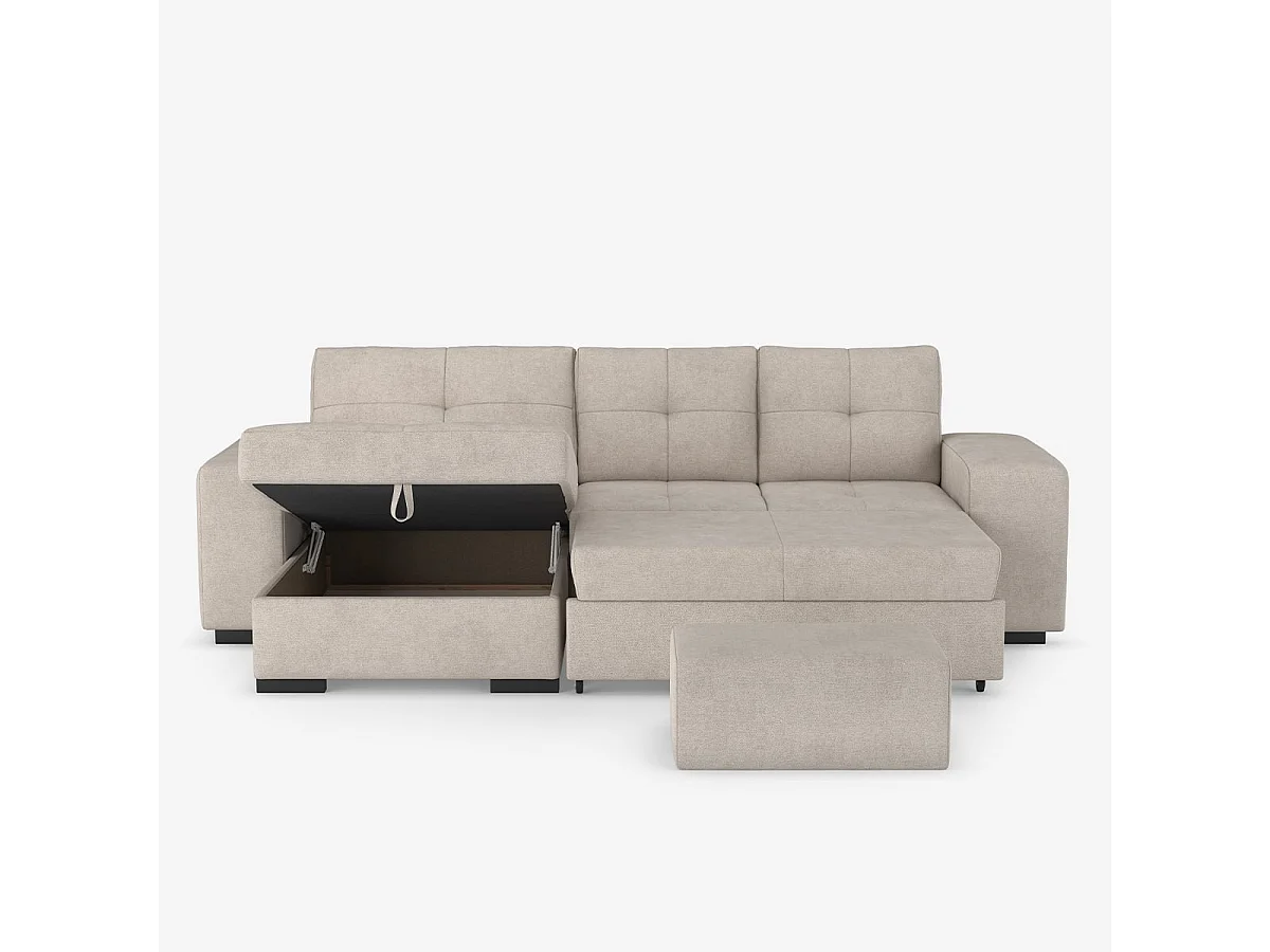 3-Sitzer Schlafsofa mit linker Eckbox und Hocker Saro - Grau