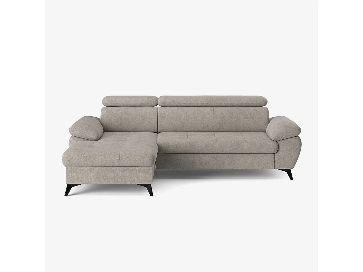 Modernes 3-Sitzer Schlafsofa mit linker Bettkasten-Ottomane Miral - Grau