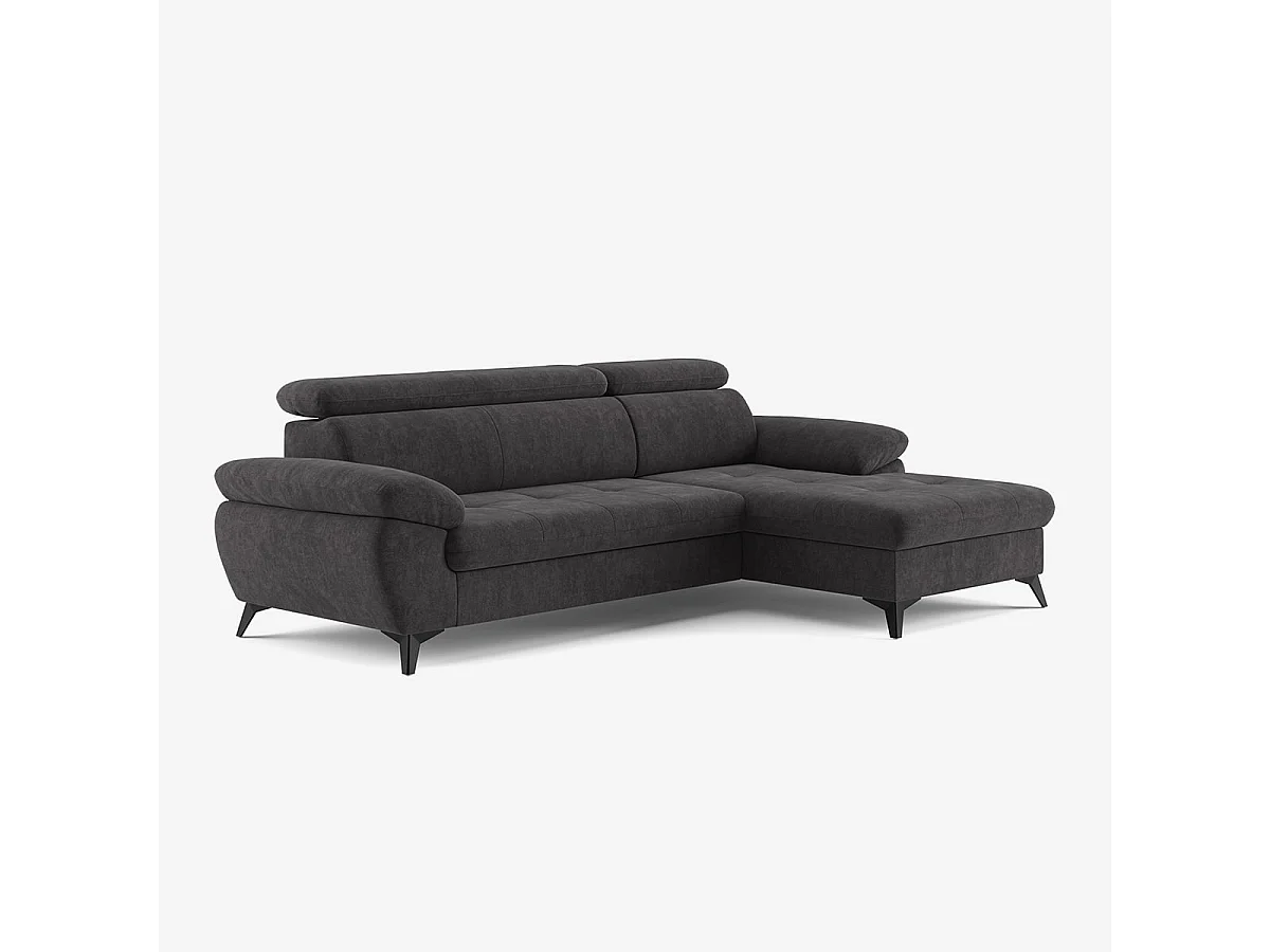 Schlafsofa mit rechter Bettkasten-Eckcouch und verstellbarer Kopfstütze Zuna - Braun