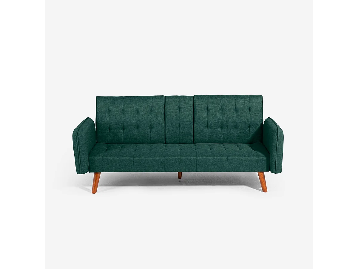 Schlafsofa 2-Sitzer verstellbar mit Armlehne und Getränkehalter Ember - Dunkel Grün