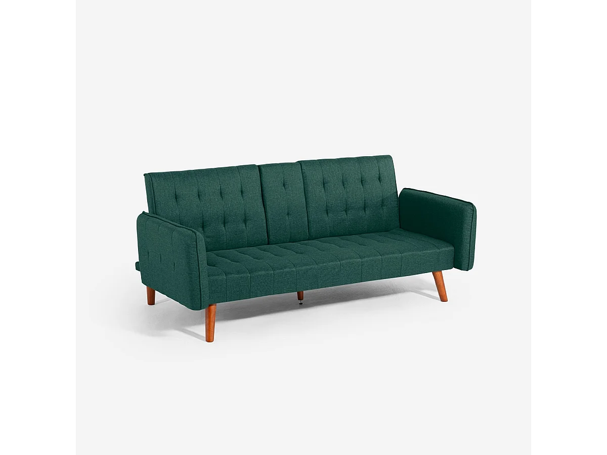 Schlafsofa 2-Sitzer verstellbar mit Armlehne und Getränkehalter Ember - Dunkel Grün