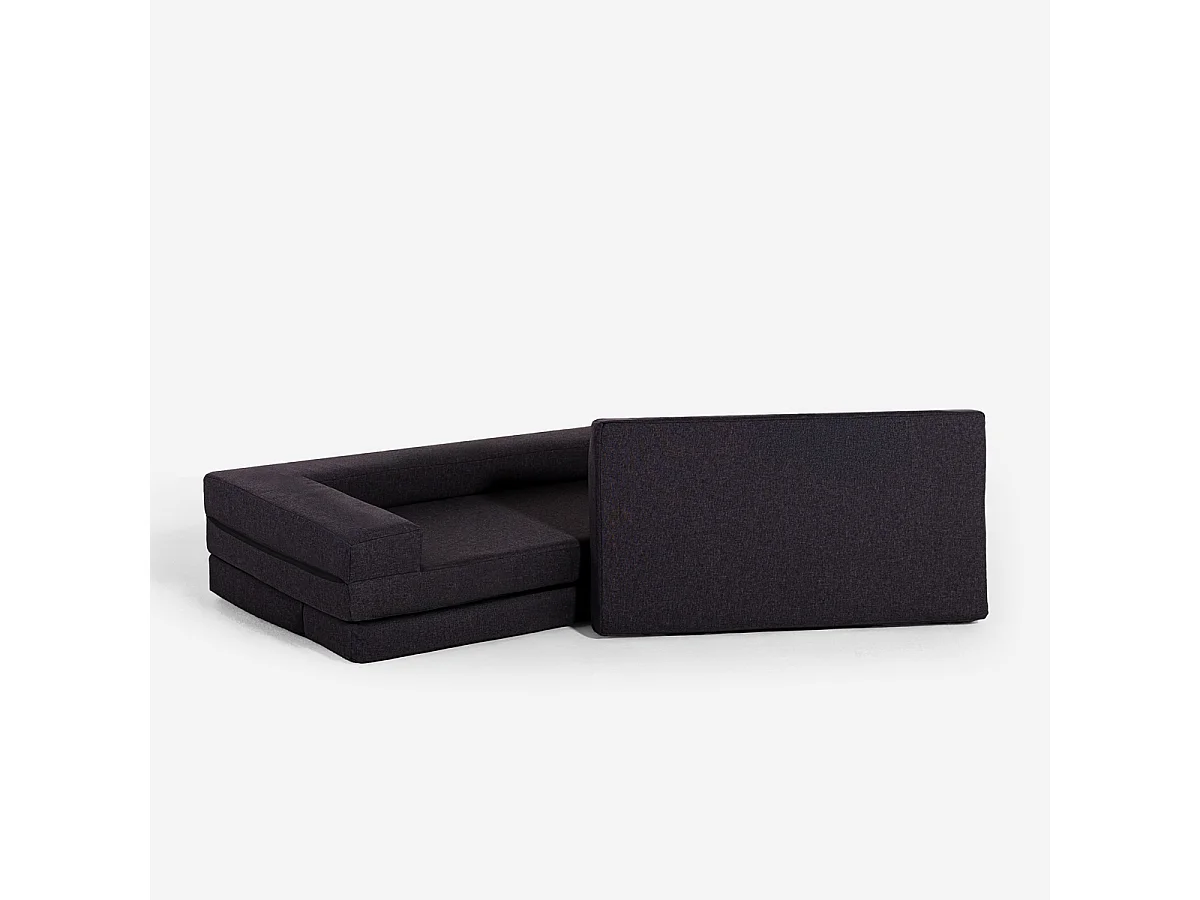 Schlafsofa 2-Sitzer, platzsparend zusammenklappbar, Stoff Miranda - Schwarz