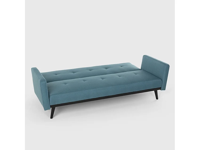 Divano letto 3 posti in tessuto reclinabile clic clac design moderno Tulum - Blu