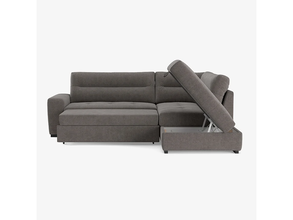 3-Sitzer Schlafsofa mit rechter Récamiere, Stoffbezug, Stauraum Kosta - Schwarz