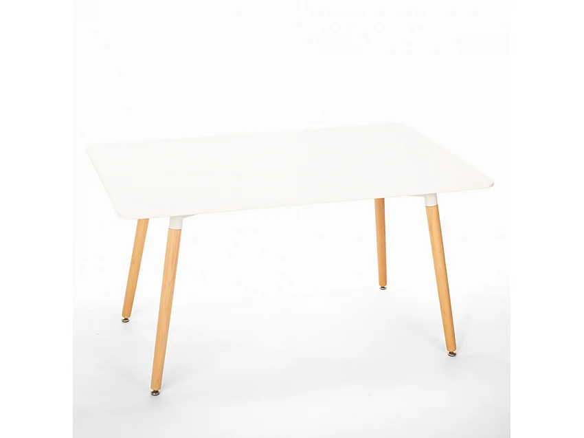 Mesa de comedor y salón rectangular 120x80 diseño de madera Corn - Blanco