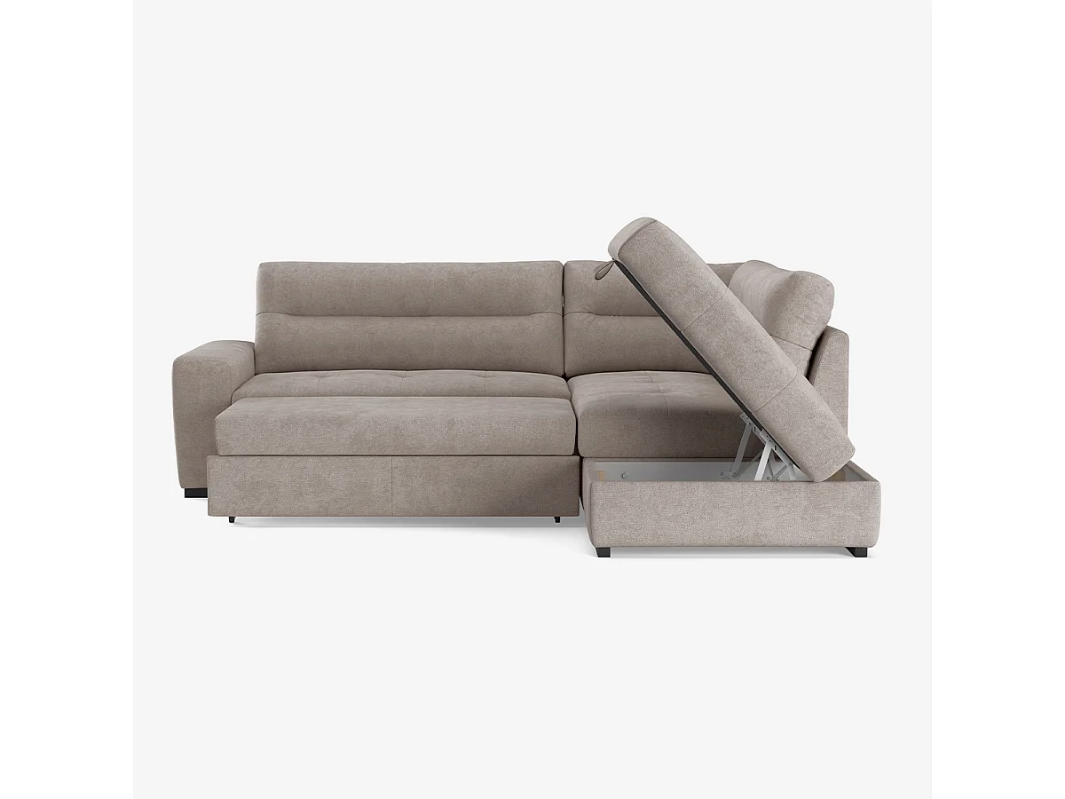 3-Sitzer Schlafsofa mit rechter Récamiere, Stoffbezug, Stauraum Kosta - Grau