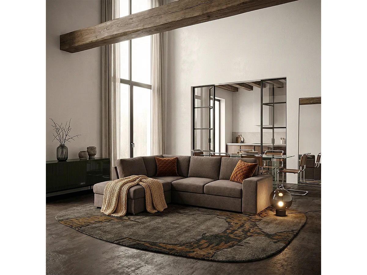 3-Sitzer Schlafsofa mit Bettkasten und linker Chaise Longue Veyro - Taupe