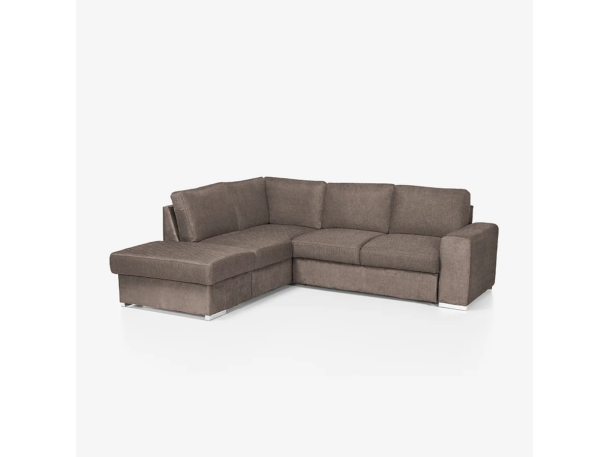 3-Sitzer Schlafsofa mit Bettkasten und linker Chaise Longue Veyro - Taupe