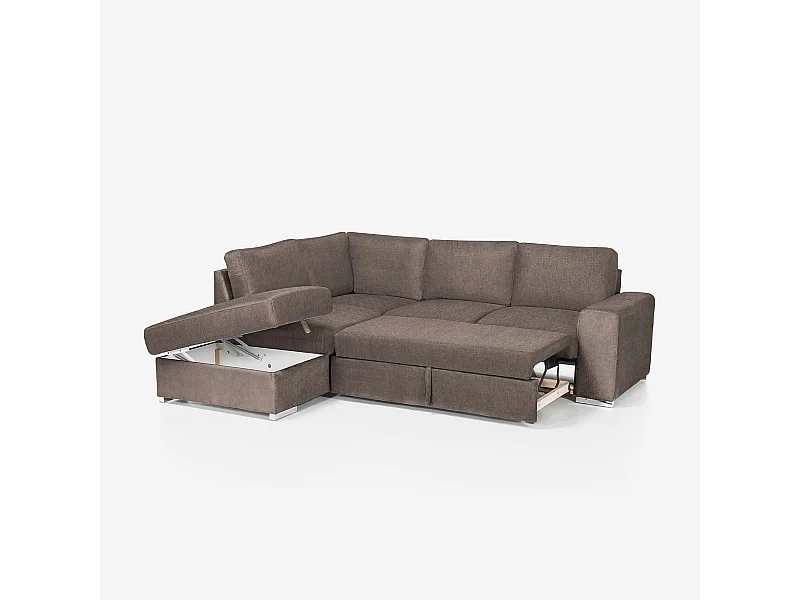 3-Sitzer Schlafsofa mit Bettkasten und linker Chaise Longue Veyro - Taupe
