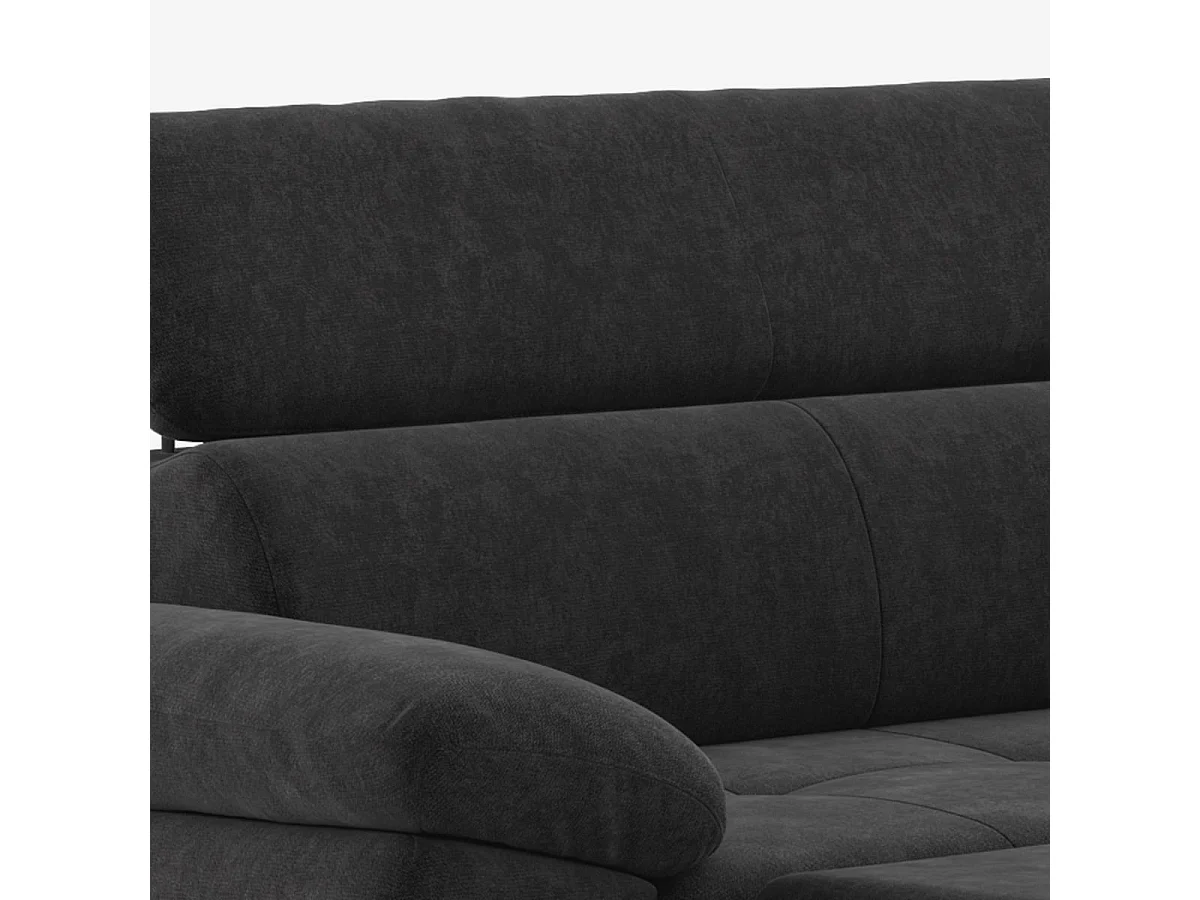 Schlafsofa mit rechter Bettkasten-Eckcouch und verstellbarer Kopfstütze Zuna - Schwarz