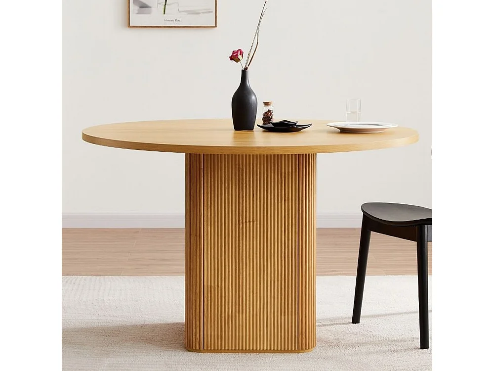 Tavolo da pranzo rotondo in legno nero 120cm per cucina soggiorno Tiwit - Legno Naturale