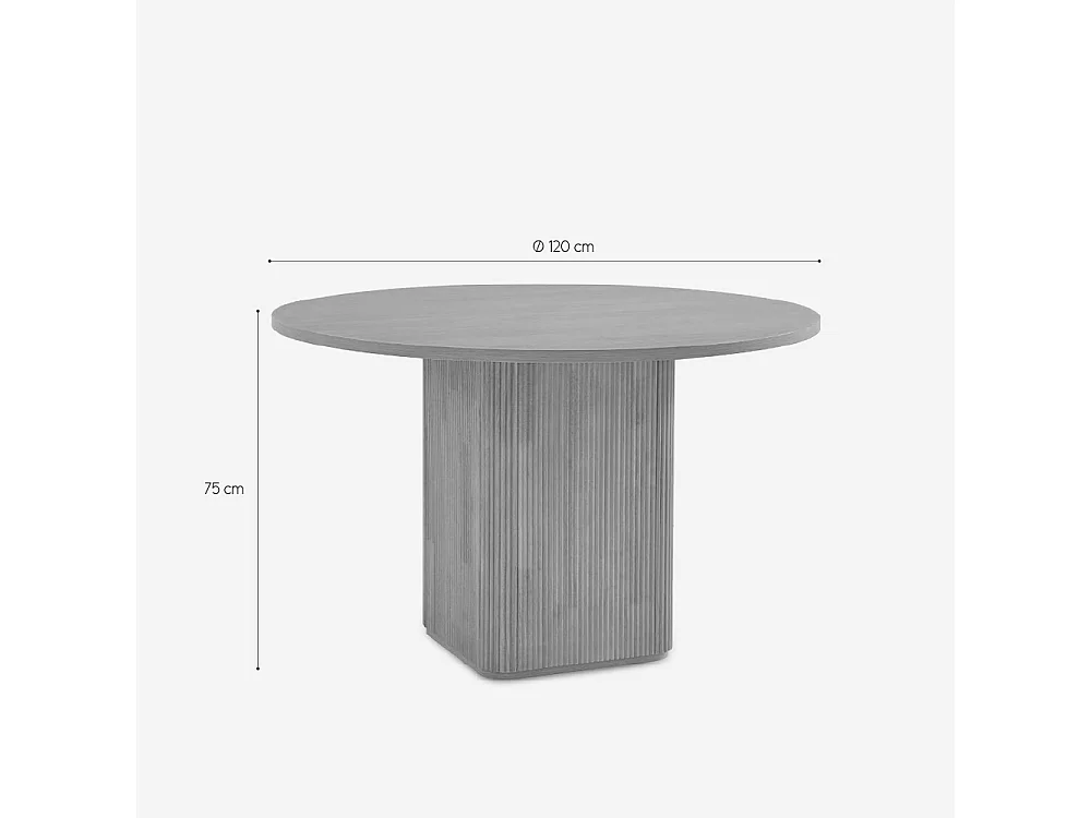 Tavolo da pranzo rotondo in legno nero 120cm per cucina soggiorno Tiwit - Legno Naturale