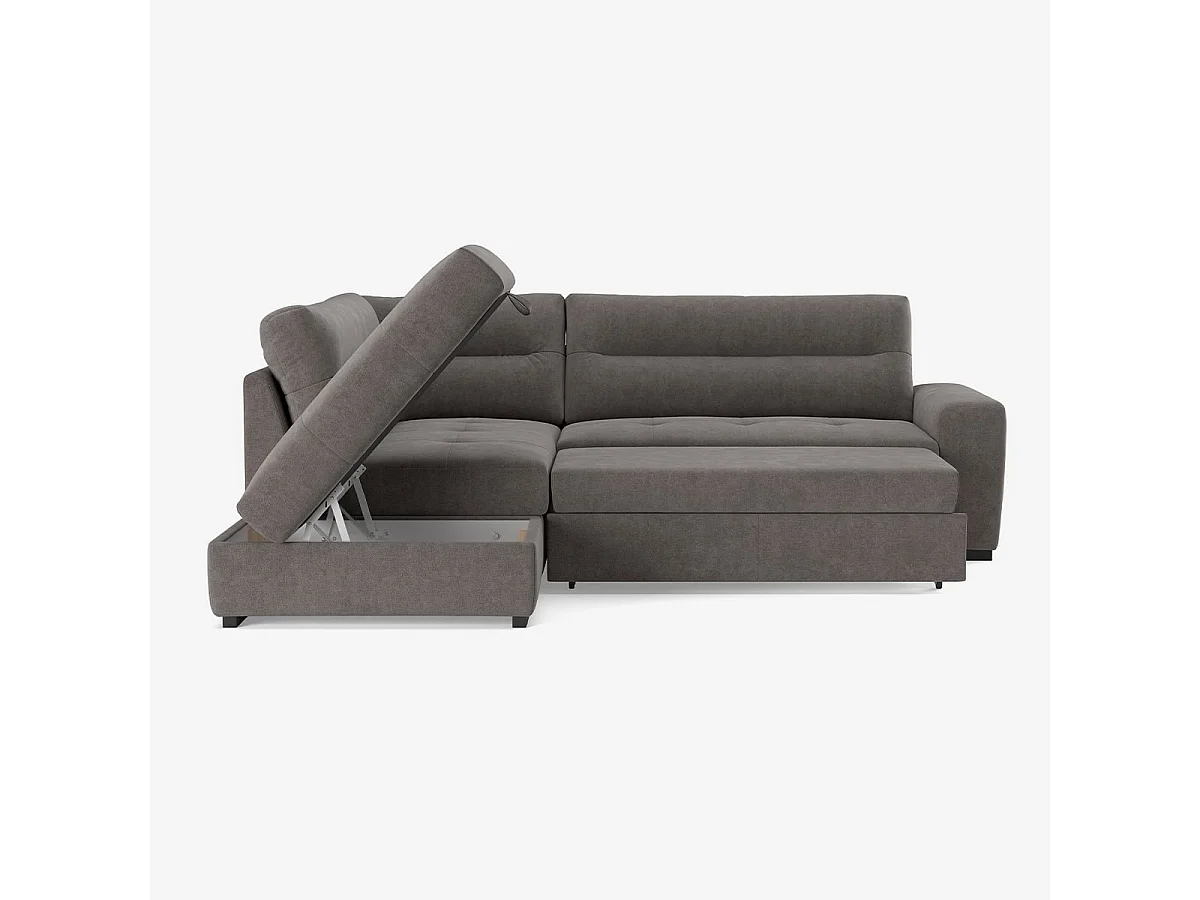 3-Sitzer Schlafsofa aus Stoff mit linker Eckablage Tivra - Schwarz