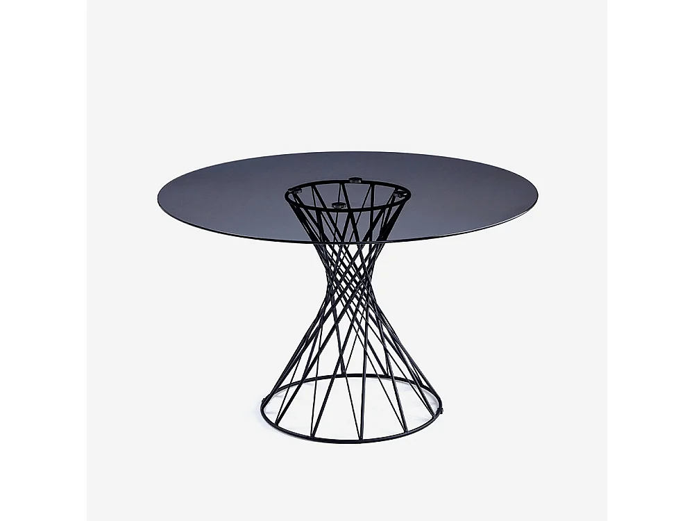 Table ronde design moderne en verre noir 120cm pour salon Naji