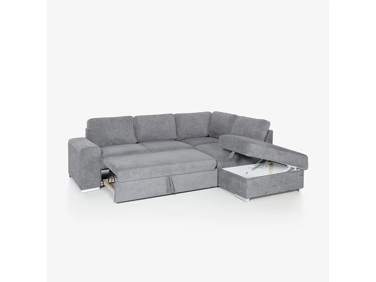 Schlafsofa 3-Sitzer mit rechter Chaiselongue und Stauraum Belka - Grau