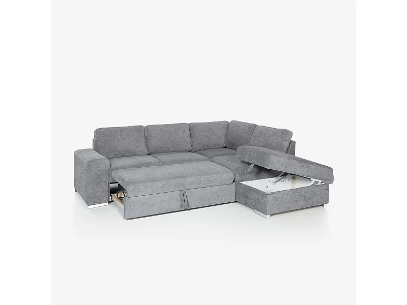 Schlafsofa 3-Sitzer mit rechter Chaiselongue und Stauraum Belka - Grau