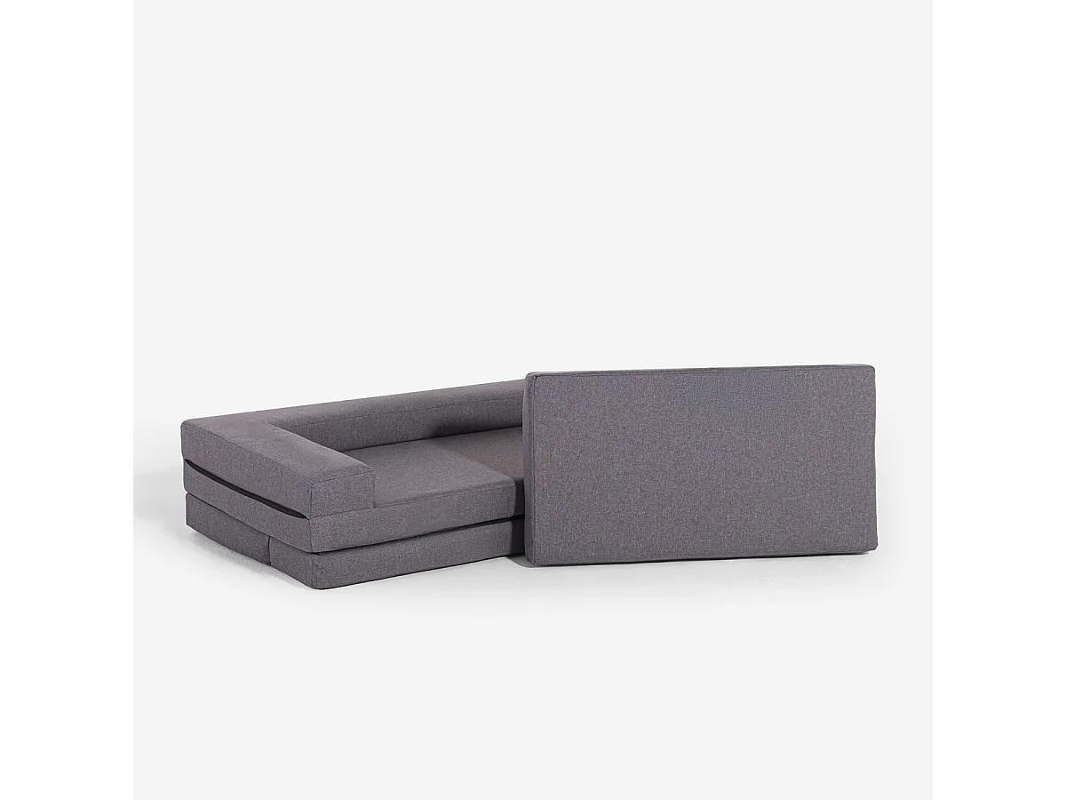 Schlafsofa 2-Sitzer, platzsparend zusammenklappbar, Stoff Miranda - Dunkel Grau