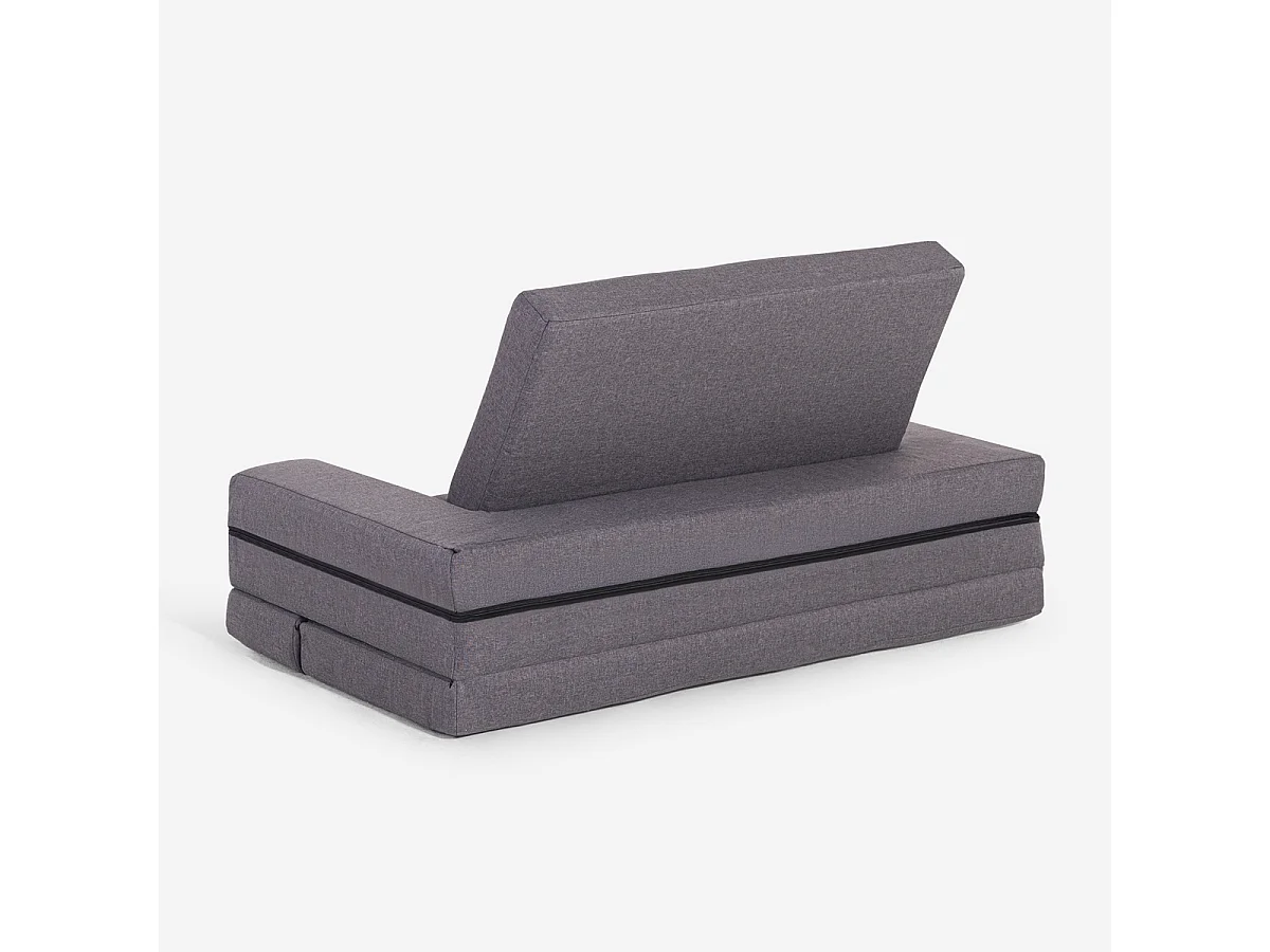 Schlafsofa 2-Sitzer, platzsparend zusammenklappbar, Stoff Miranda - Dunkel Grau