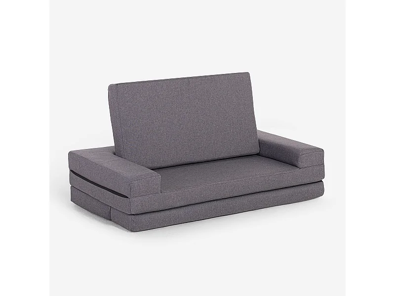 Canapé-lit 2 places modulable pliable gain de place en tissu Miranda - Gris foncé