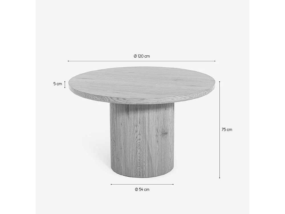 Table de salon cuisine ronde en bois 120cm pied central Bering