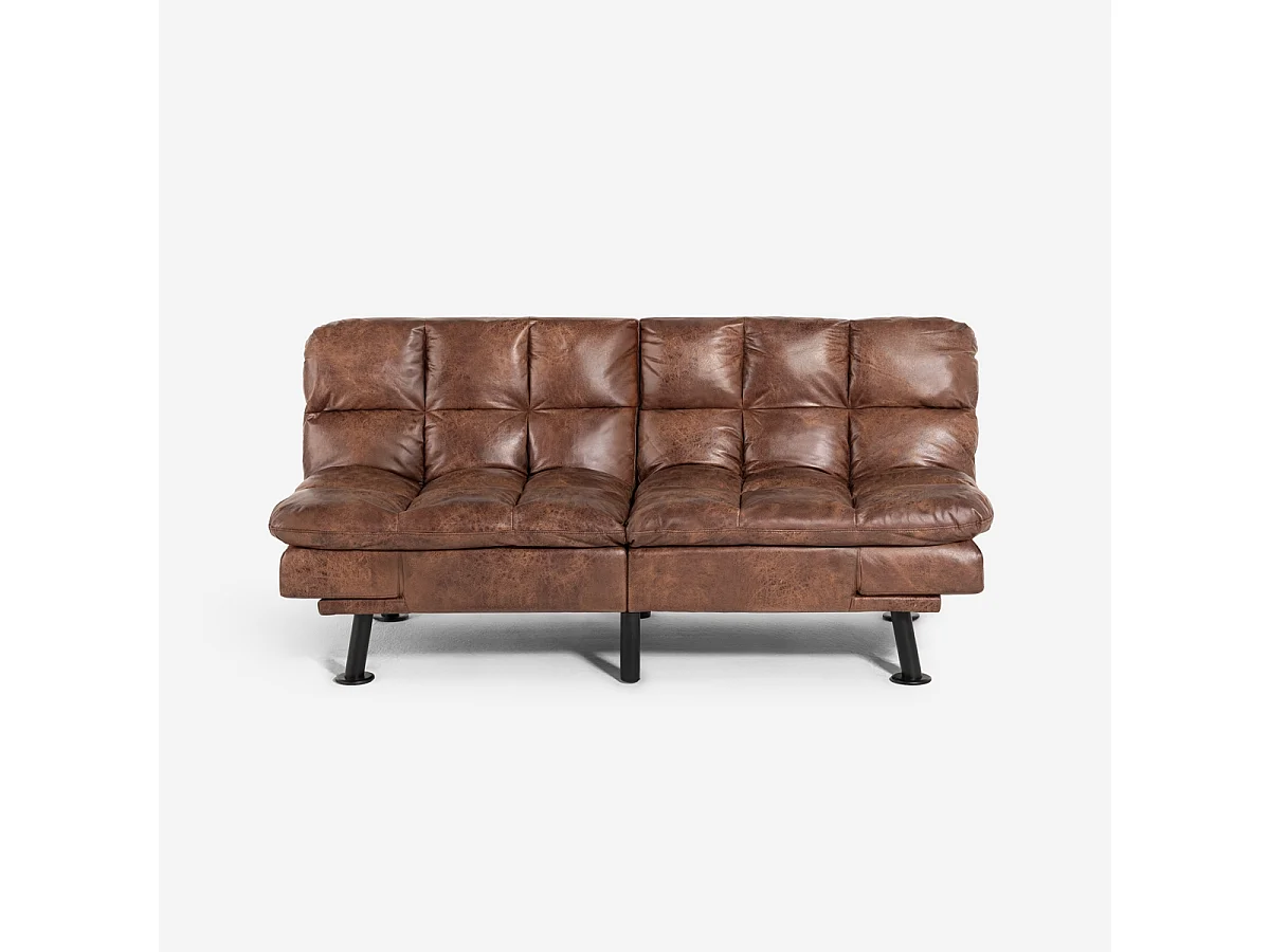 Schlafsofa 2-Sitzer Kunstleder mit verstellbarer Rückenlehne Hori