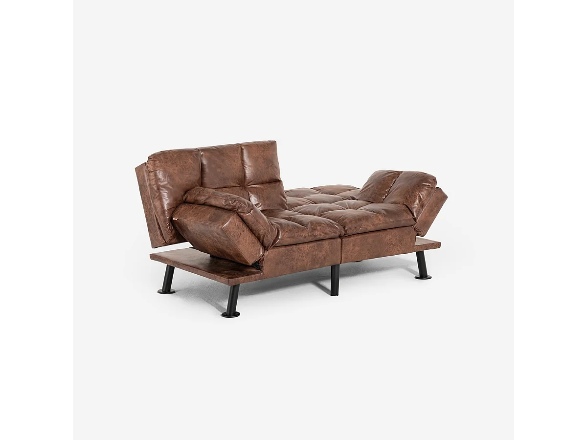 Schlafsofa 2-Sitzer Kunstleder mit verstellbarer Rückenlehne Hori