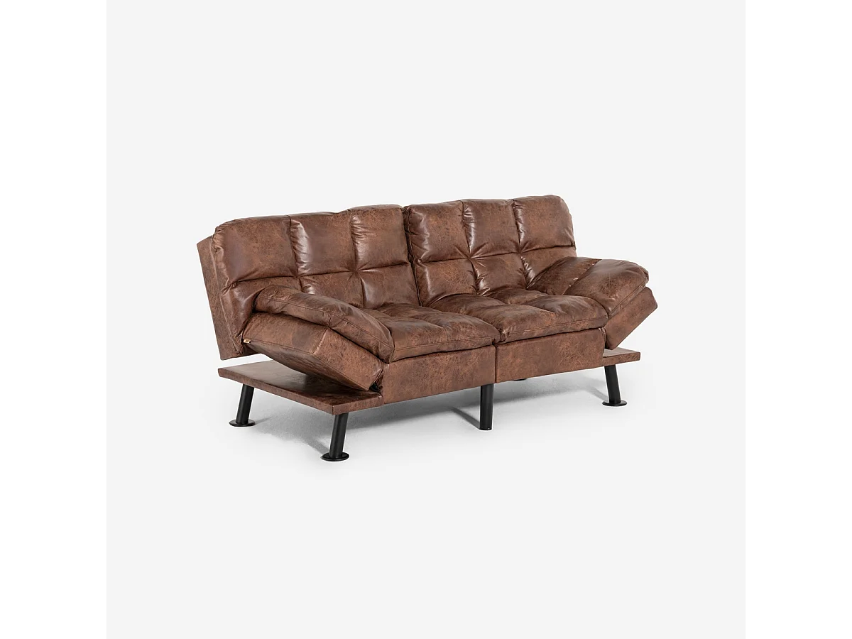 Schlafsofa 2-Sitzer Kunstleder mit verstellbarer Rückenlehne Hori