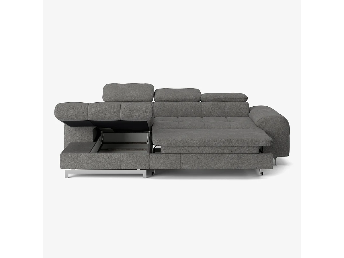 3-Sitzer Schlafsofa mit linker Ottomane, verstellbarem Kopfteil und Stauraum Nura - Anthrazit