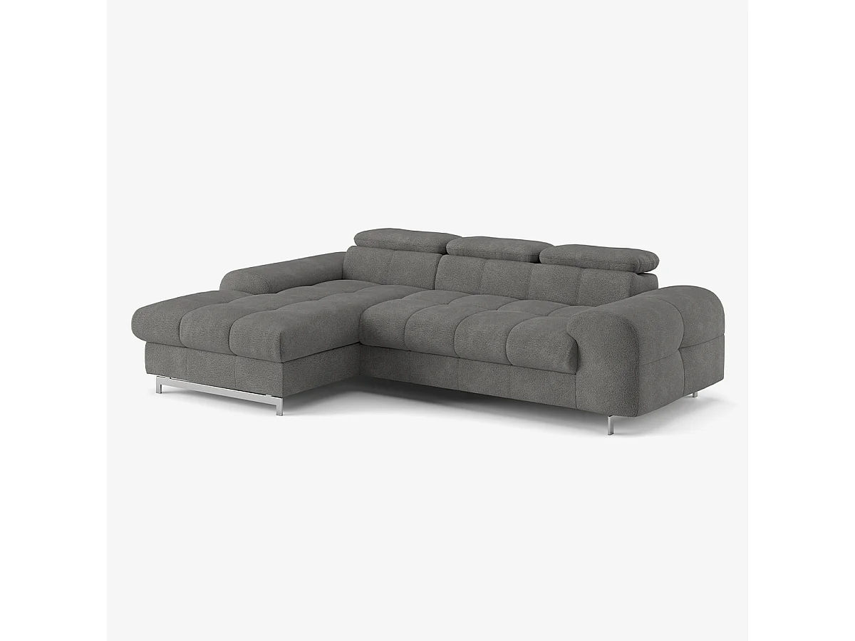 3-Sitzer Schlafsofa mit linker Ottomane, verstellbarem Kopfteil und Stauraum Nura - Anthrazit