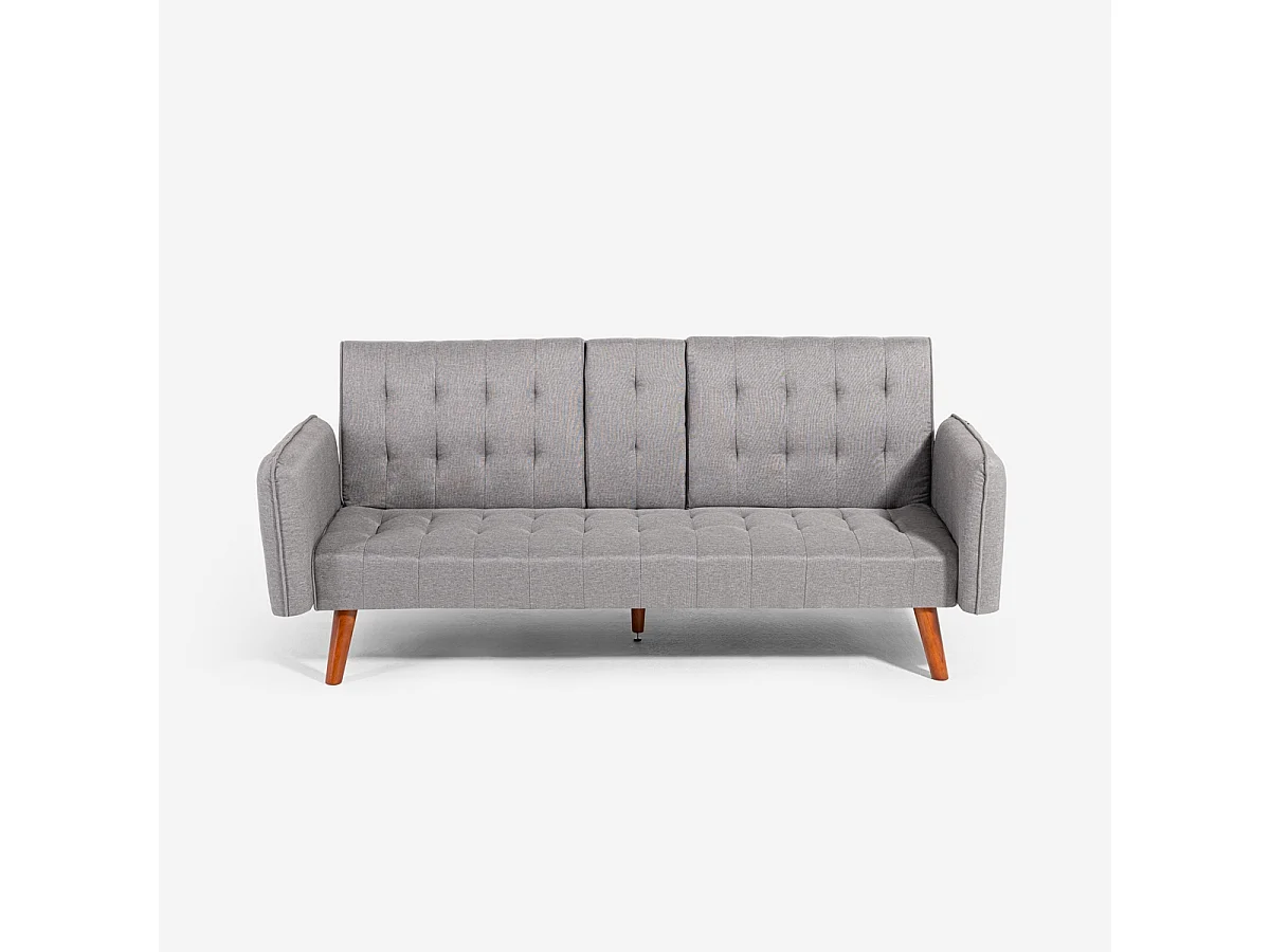 Schlafsofa 2-Sitzer verstellbar mit Armlehne und Getränkehalter Ember - Grau