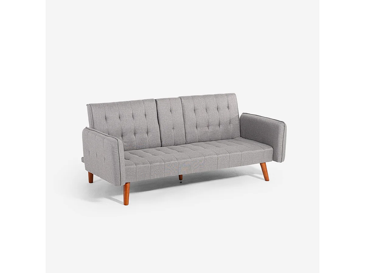 Schlafsofa 2-Sitzer verstellbar mit Armlehne und Getränkehalter Ember - Grau