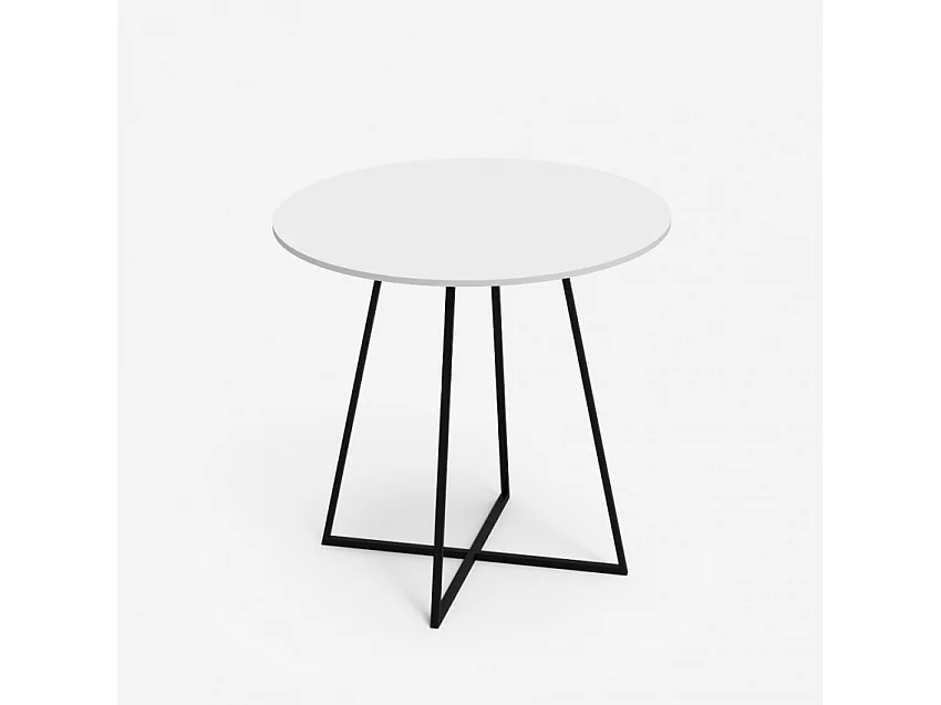 Tavolo da pranzo rotondo 80cm bianco gambe metallo nero moderno Marmor