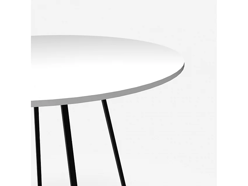 Tavolo da pranzo rotondo 80cm bianco gambe metallo nero moderno Marmor