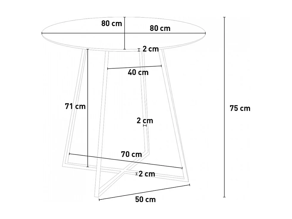 Tavolo da pranzo rotondo 80cm bianco gambe metallo nero moderno Marmor