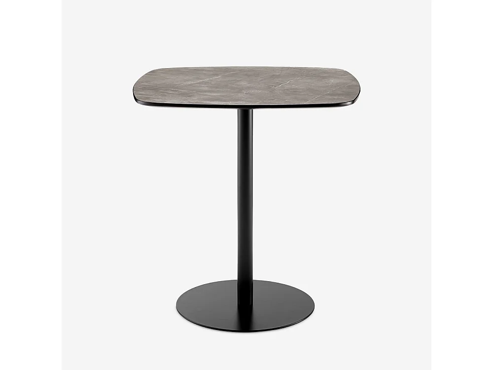 Mesa de comedor de 70x70cm para restaurante y cocina efecto mármol color negro Mikee+