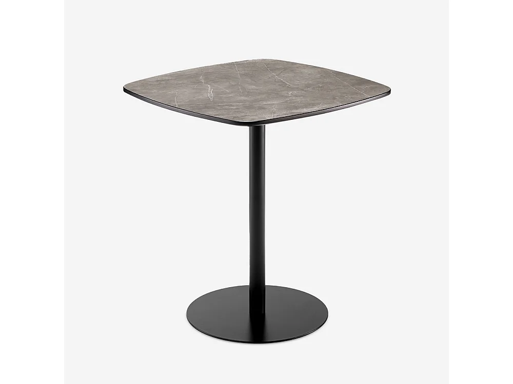 Table à manger 70x70cm cuisine restaurant effet marbre noir Mikee+