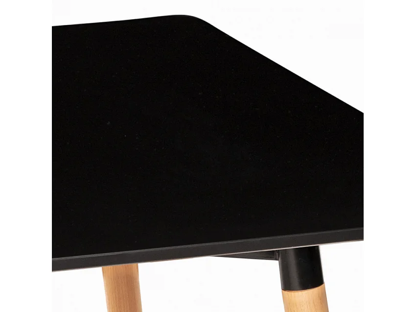 Mesa de comedor y salón rectangular 120x80 diseño de madera Corn - Negro