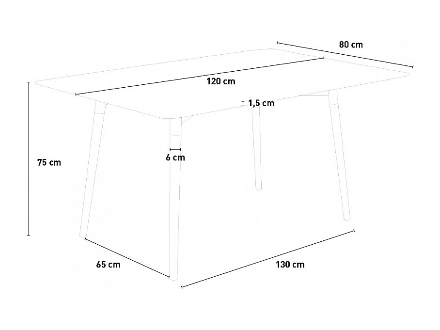 Mesa de comedor y salón rectangular 120x80 diseño de madera Corn - Negro