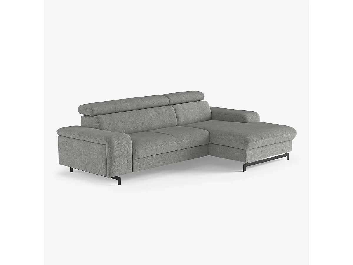 3-Sitzer Schlafsofa mit rechter Ottomane, Stauraum und verstellbarer Kopfstütze Miva - Beige
