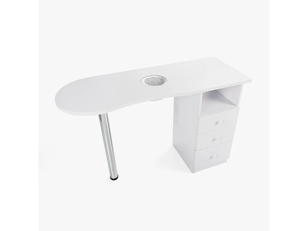 Tavolo per manicure con aspiratore e cassettiere e palo cromato Leopard